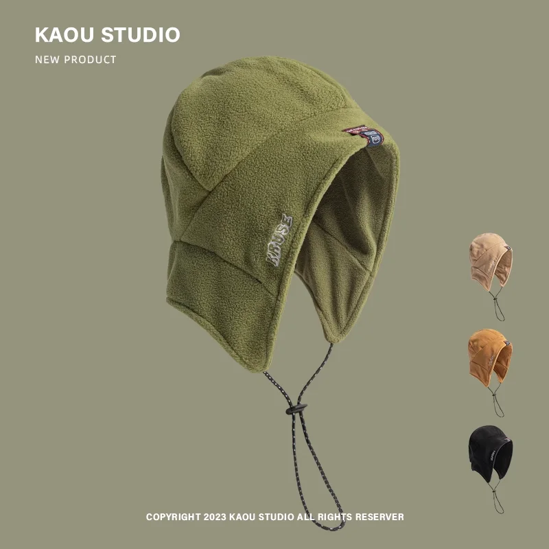 Autumn Winter Outdoor Skiing Pilot Hat Men Women Velvet Warm Ear Protection Windproof Thunder Front Hat Cycling Cold Bomber winter hat earflap hat