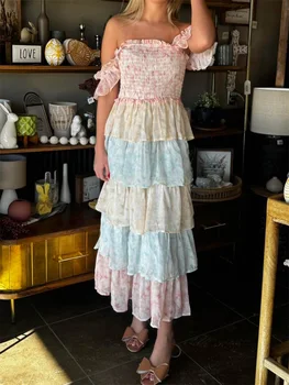 Women s Elegant Floral Print Chiffon Maxi Dress with Spaghetti Straps and A-Line Silhouette for Summer Beach Wedding Party 1