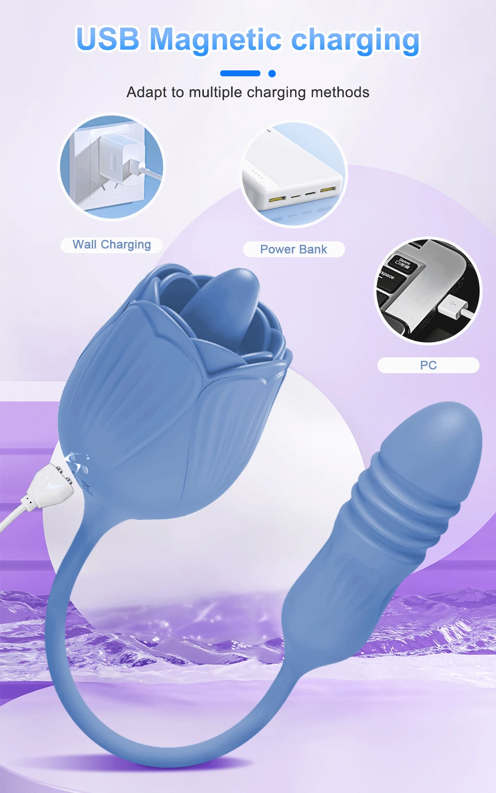 Rose Toy Dildo Thrusting Vibrator for Women Egg Clitoris Sucker Stimulator Tongue Licking Adults Goods Sucking Sex Toys Female