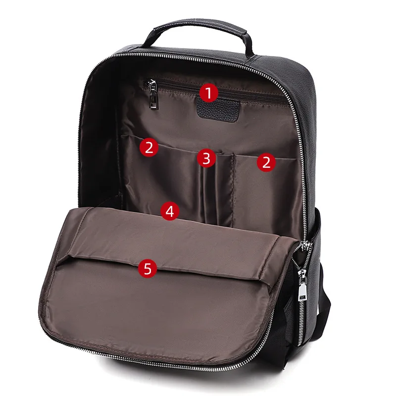 YIFANGZHE Genuine Leather Backpack with USB Charging Port,  Laptop Backpack 15.6 Inch For Men Working , Travel, School