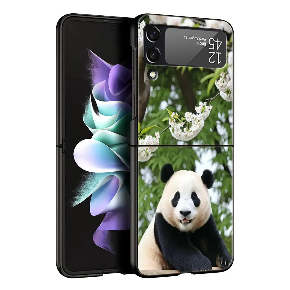 Luxury Black Folding Phone Case with Fubao Panda Design