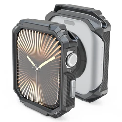 Sleek Carbon Fibre Protective Bumper Case for 42mm Series 10 (Black-silver)