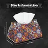 Bohemian Mandala Art Tissue Box Cover Colorful Mexican Ceramic Tile Rectangular PU Leather Tissue Holders for Home Office Car 4