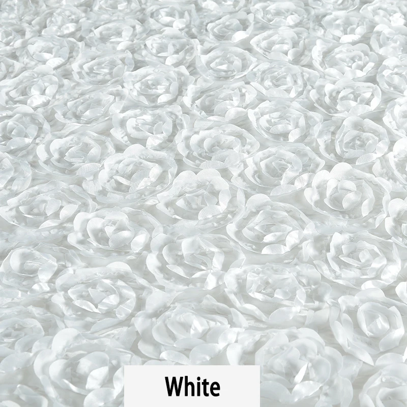 10M Satin Fabric 3D Rose Flower Aisle Runner Red Marriage Wedding Carpet Curtain Party Backdrop Table Cover Fabric Decoration