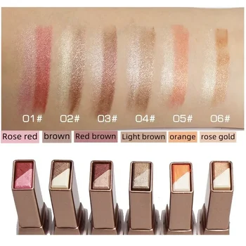 Heallor Double Color Eyeshadow Stick Gradient Shimmer Cream Pen Eye Makeup Cosmetic Eyeshadow Stick Korean Makeup - Thumbnail 6