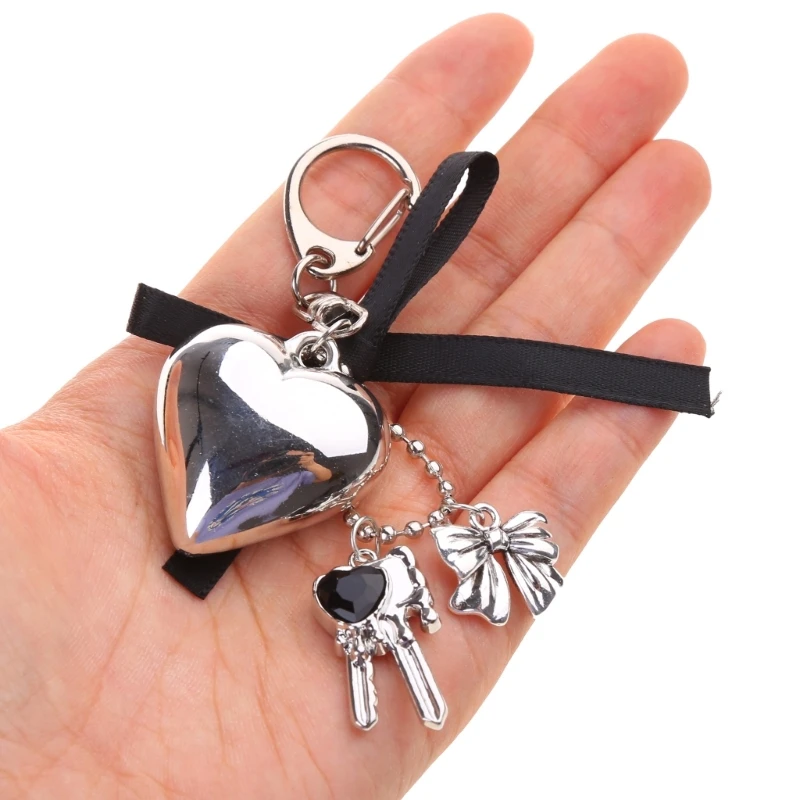 PLCPDM Elegante portachiavi con fiocco a forma di cuore unico portachiavi alla moda per borsa decorazione femminile gioielli alla moda accessorio pendente per le donne, tipo a