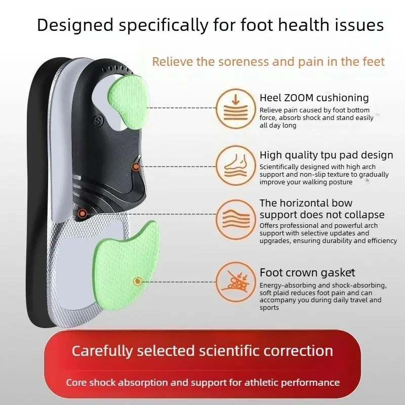 Orthotic Arch Support Sports Insoles 1 Pair Shock Absorbing Graphene Antibacterial Anti-Odor Shoe Pads Foot Pain Relief Running - Image 3