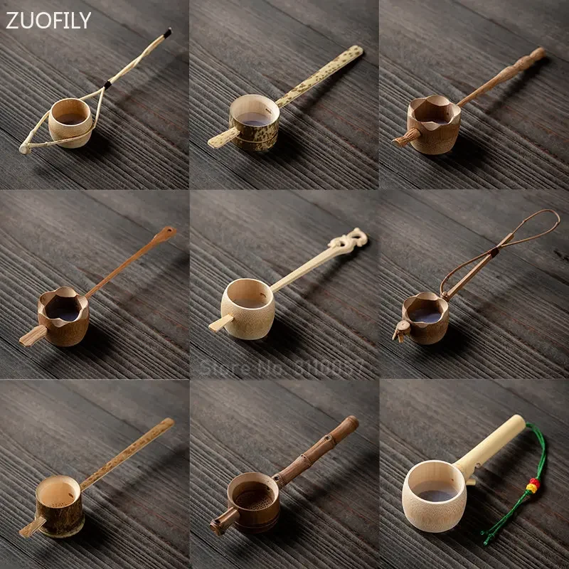 Bamboo Rattan Tea Infusers Tea Ceremony Utensils Long Handle Strainers Funnel Accessories Table Decor Teaware Kitchen Tool