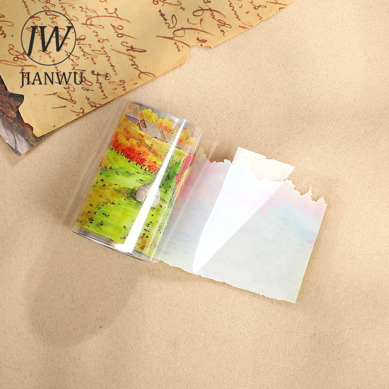 JIANWU 70mm*5m 알타이 시리즈의 가을 빈티지 나무밭 풍경 소재 콜라주 PET 테이프 창의적인 DIY 저널 문구류