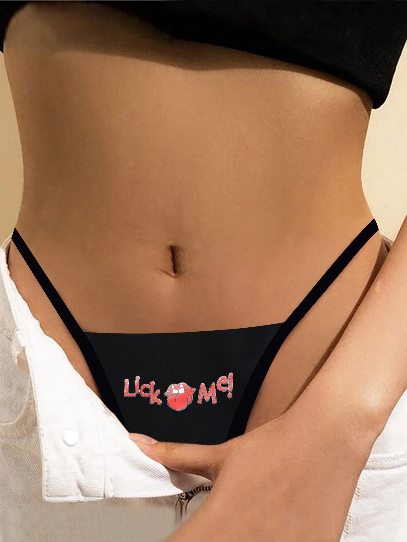 Sexy Open Crotch Thongs with Lick Me Prints G-String Seamless Erotic Letter Underwears for Women Panties Varsbaby seamless panties,female underwear,women panties,womens underwear