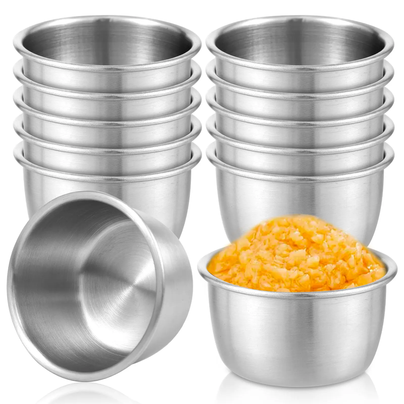Stainless Steel Sauce Dishes Mini Individual Saucers Bowl Round Seasoning Dishes Sushi Dipping Bowl Appetizer Plates Silver