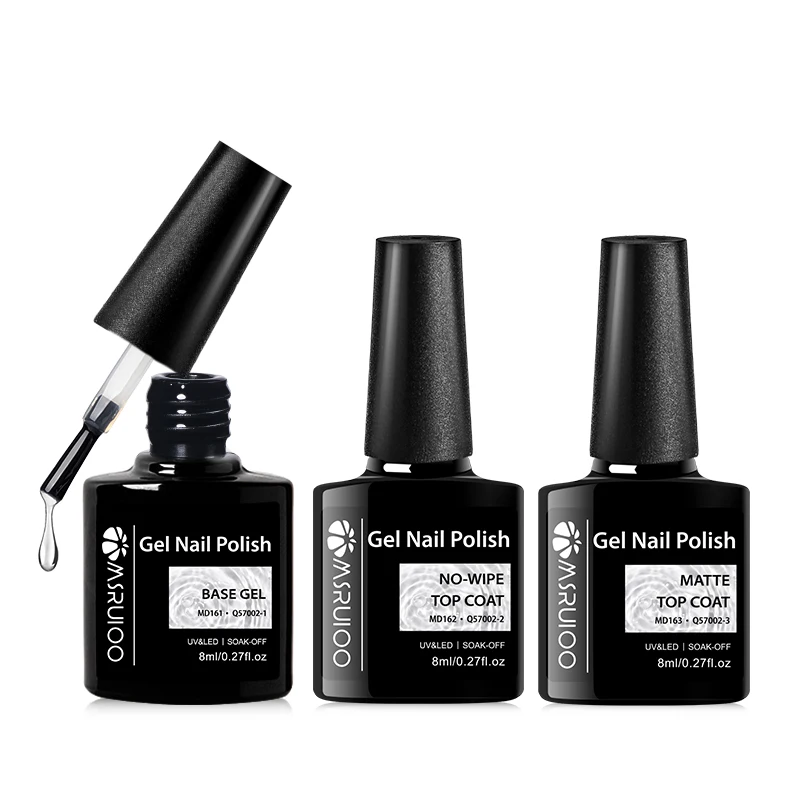 3pc Base Gel No-wipe Matte Top Coat Nail Gel Polish Set Long Lasting Functional Nail Art Soak Off UV LED Gel For Nails Manicure