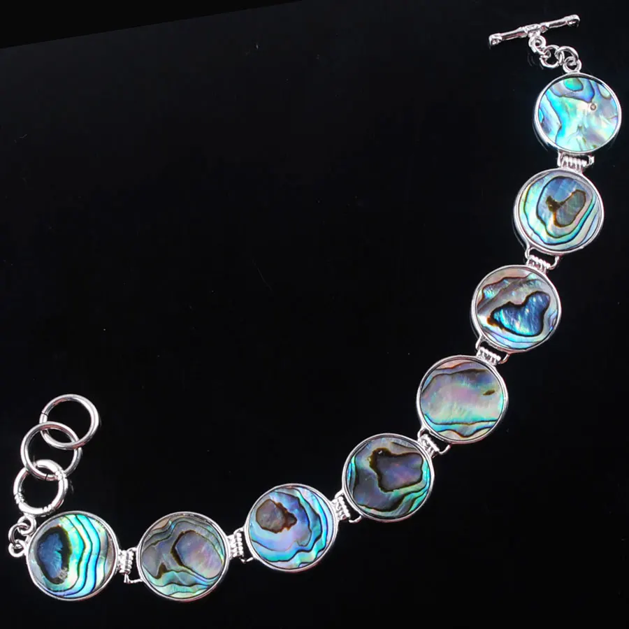 

Natural Abalone Shell Bracelet Round Handmade Bangle Jewelry Adjustable Size 7-8" Women Girlfriend Jewelry Gifts AK3169