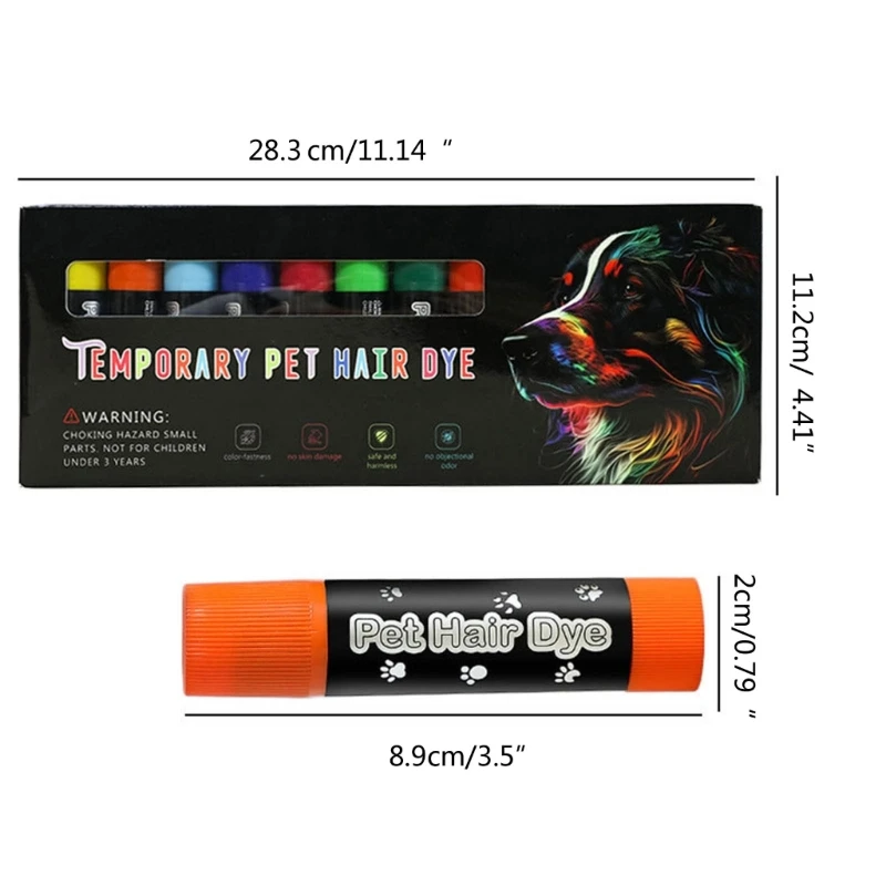 12 Color Pet Hair Coloring Chalk Safe Washable and Easy to Use Grooming Tools Colorful Pet Paint Set Easy to Remove