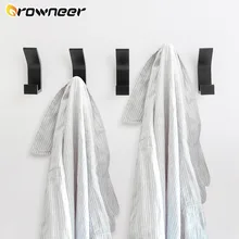 Punch-free Double Hook Bedroom Bathrobe Holder Coat Hook Black White Towel Rack For Living Room Kitchen Bathroom Accessories