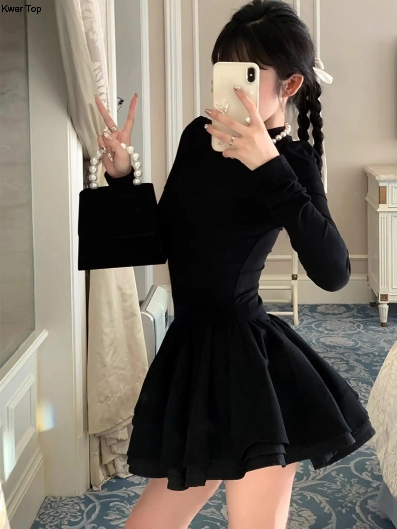 Elegant Bodycon Black Y2k Mini Dress Autumn Winter Fashion Knitted Birthday Party Vestidos Kawaii Ruffles Clothes