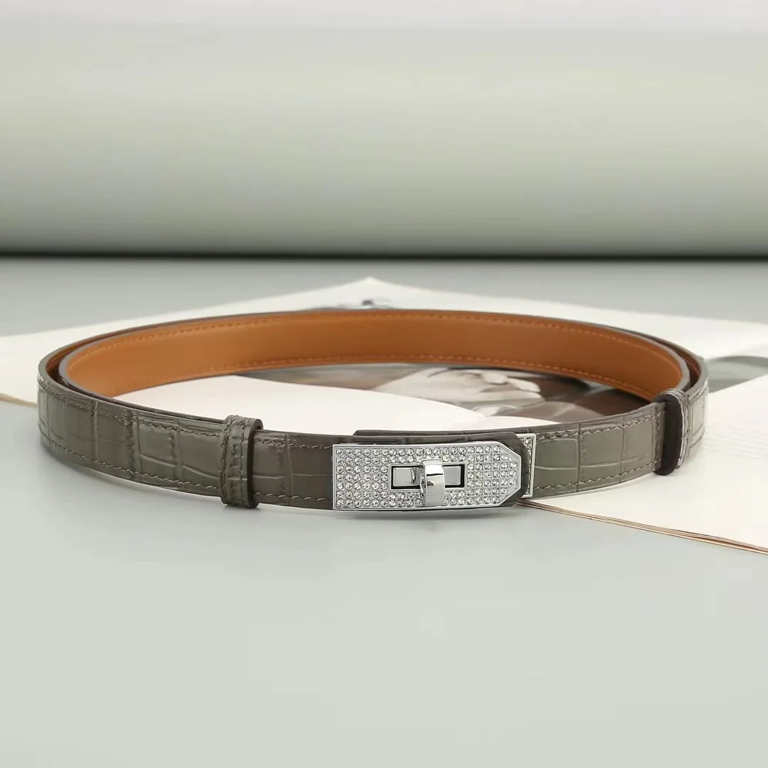 New Luxury Designer Brand Crocodile Leather Belt Width 2cm Party Dress Jeans Women's Belt