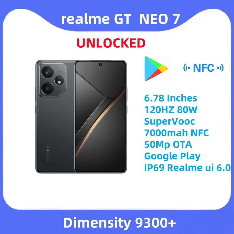 realme Neo7 12GB/256GB・Dimensity 9300+5G Realme Neo 7 12GB/256GB, MediaTek Dimensity 9300+ 5G, (Google Play