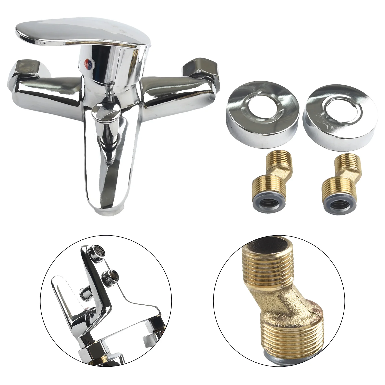 

Chrome Wall Mounted Faucets Dual Spout Mixer Tap for Bathtub Single Handle Polished Chrome Easy Installation