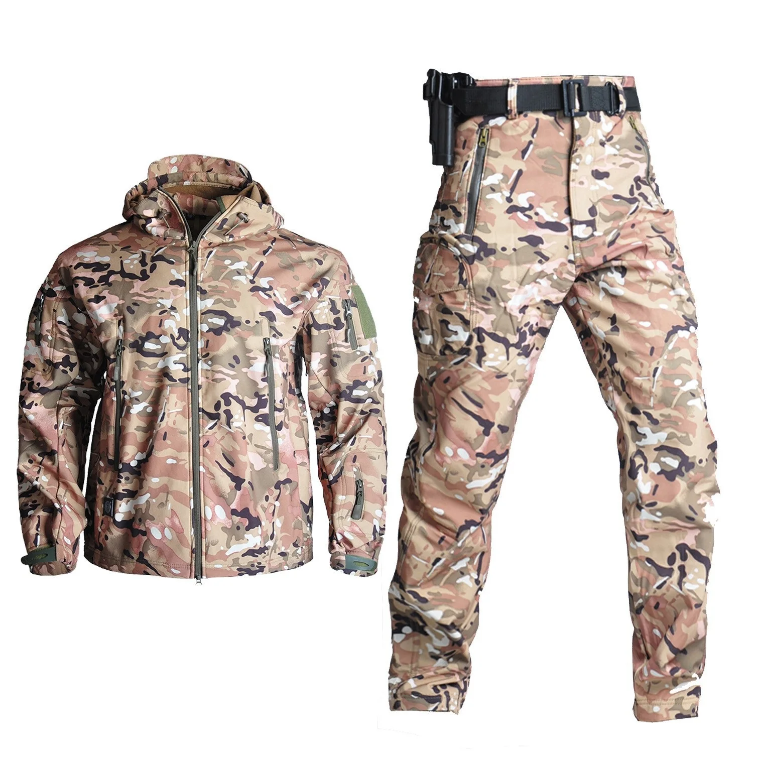 Fleece Winter Waterproof Suit Hiking Men's Tracksuit Set Softshell Jacket  Pants Camping Thermal Jacket Tactical Hooded jacket 4x