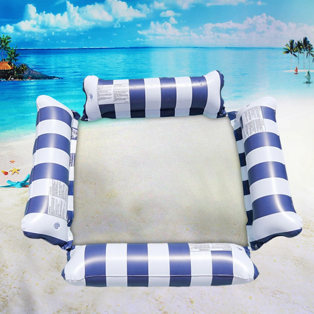 PVC Inflatable Hammock Bed Comfortable Stripe Water Floating Bed Portable Leak Proof Lightweight for Summer Pool Supplies