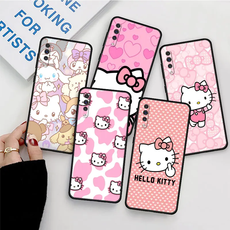 Carino Ciao Kitty Caso Della Copertura Per Samsung Galaxy A20E A20S A51 A10 A30 A01 A20 A04 A03 A71 A50 A40 A70 Nero Morbida Antiurto Funda
