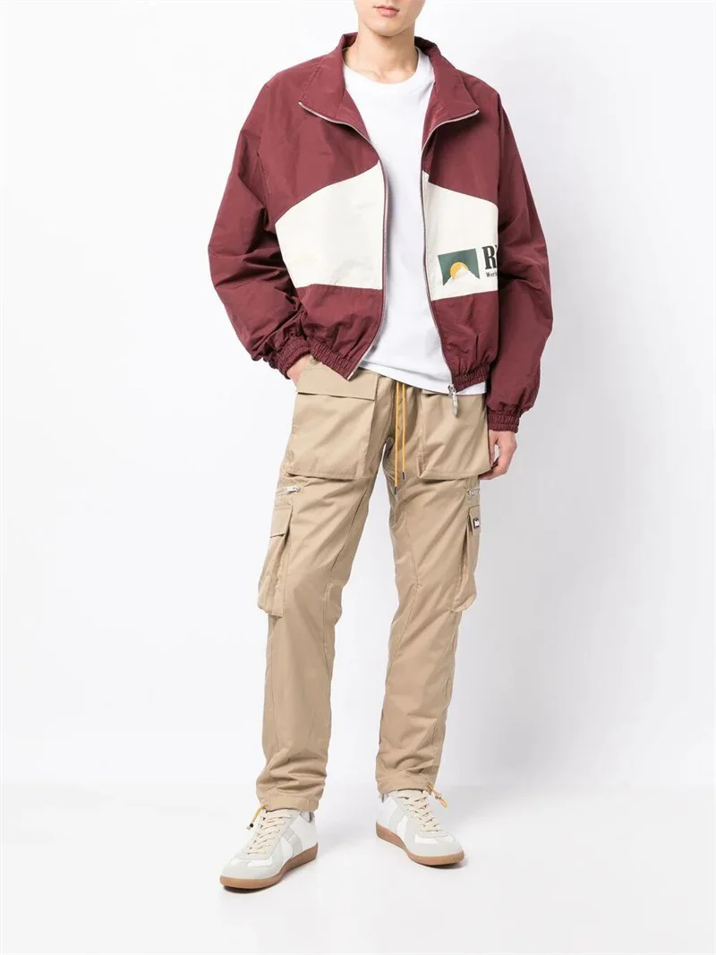 

RHUDE Sportswear Shorts Best Quality Patchwork Logo Loose Sweatshirt Red Black Green Yellow Mens Womens RHUDE Jacket Pants
