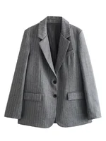 Willshela Women Fashion With Pockets Striped Single Breasted Blazer Vintage Notched Neck Long Sleeves Female Chic Lady Outfits 1