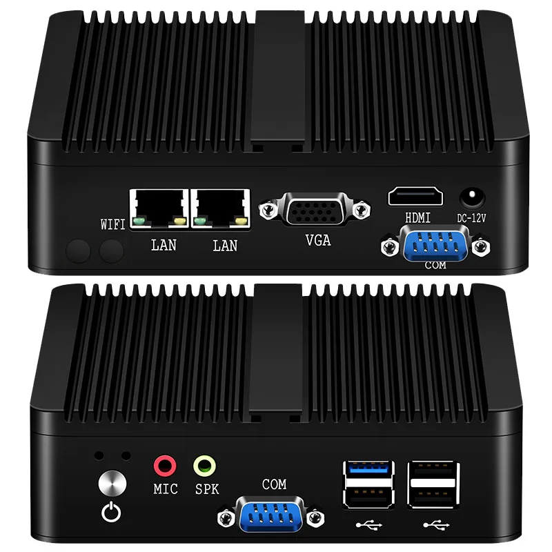 Helorpc Pfense Industrial Mini PC Inter Celeron Processor with 4XUSB HDMI VGA 2XRS232 Support Windows10/11 LINUX Deskto Computer