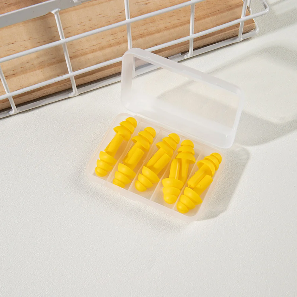 Silicone Noise-Reducing Comfort Earplugs - 5 Pairs for Sleep & Swimming