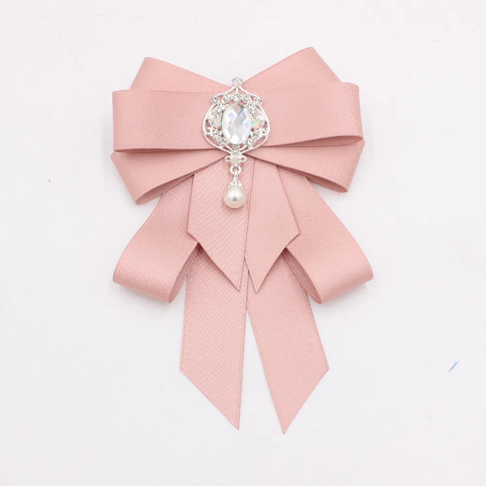 Handmade fashion black ribbon bow tie rhinestone crystal fabric luxury wedding gift for women bow tie