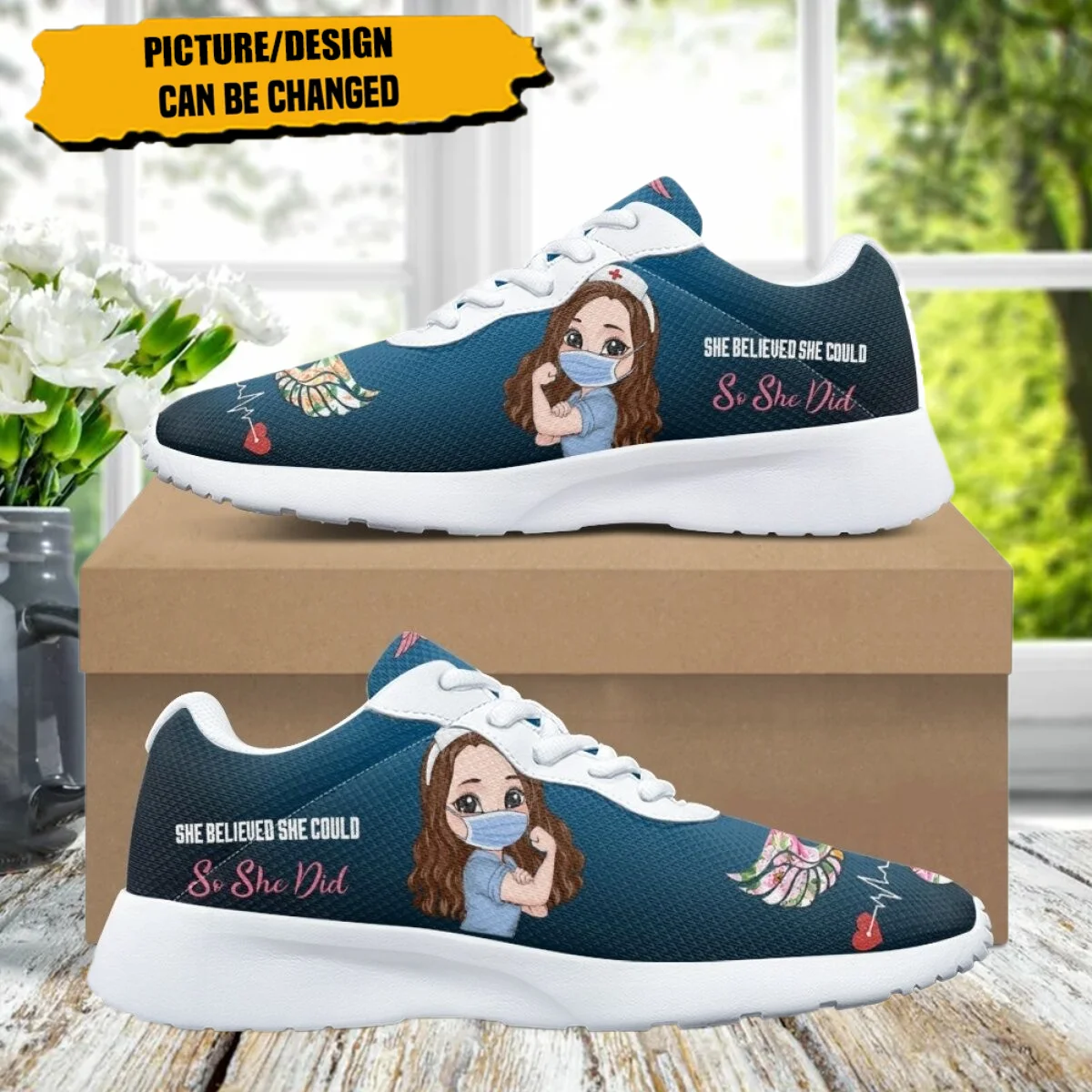 

Cartoon Nurse Pattern Women Training Running Shoe Cozy Lace-Up Flats Durable Gym Teen Sneakers Print On Demand tenis masculino