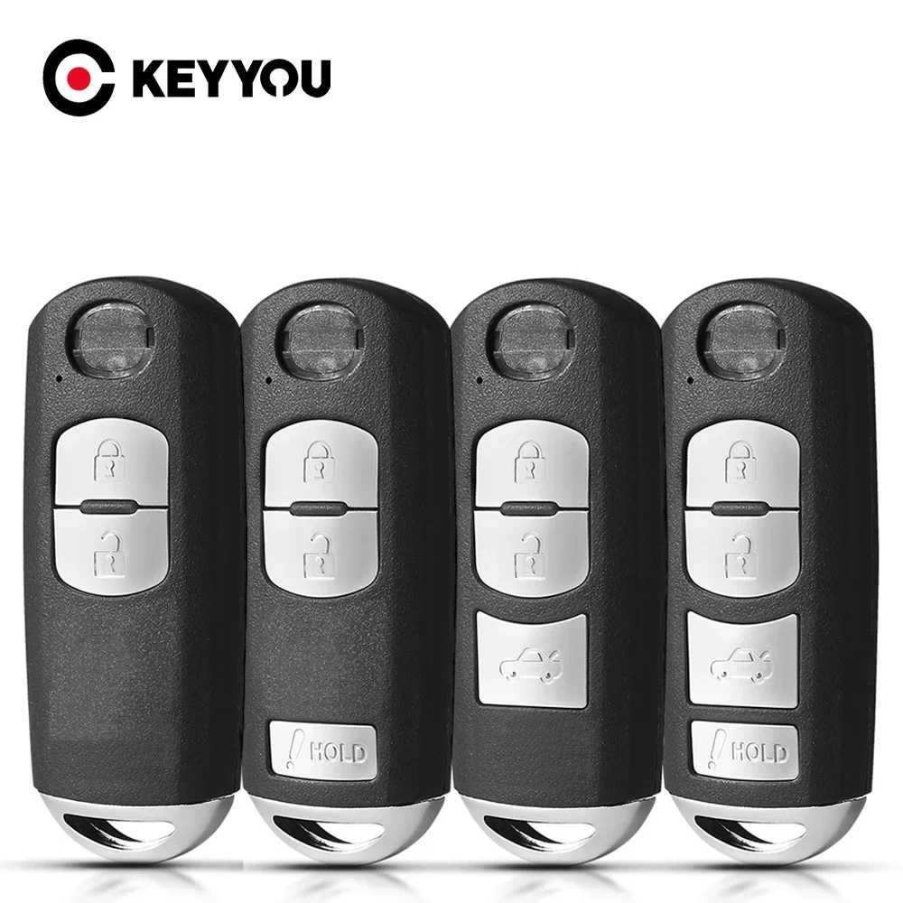 KEYYOU Fob 2/3/4 Buttons Smart Car Key Shell Case For Mazda 3 5 6 CX-5 CX-7 CX-9 MX-5 Miata RX-8 2006- key case fob cover key cover car key shell