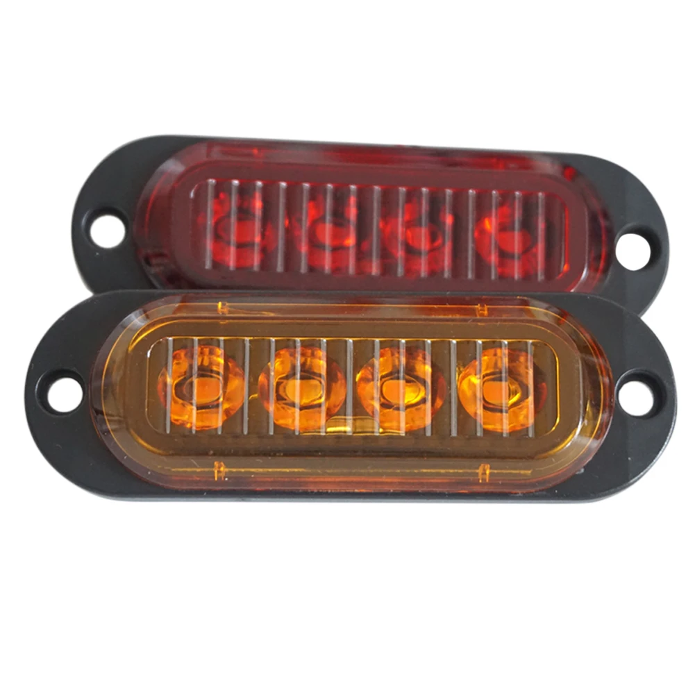 10PCS Warning Light  4LED Car Trailer Side Marker Lamp 12V-24V Indicator Light 90LM Rear Light Waterproof Trailer Truck Lorry