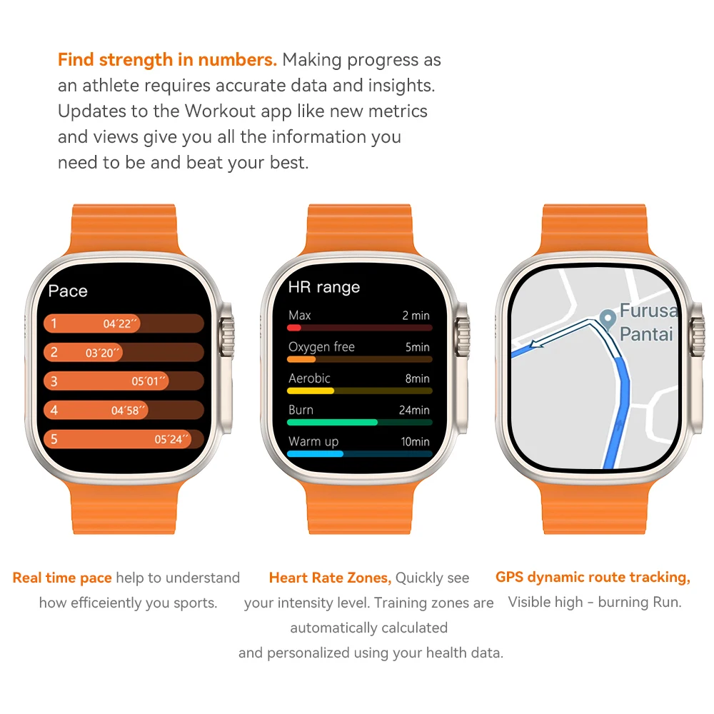 Ʈ ġ W68 + Ultra NFC  ׼     Smartwatch ø 8 1:1 49mm ̽ GPS Ʈ  ȭ 2.2&
