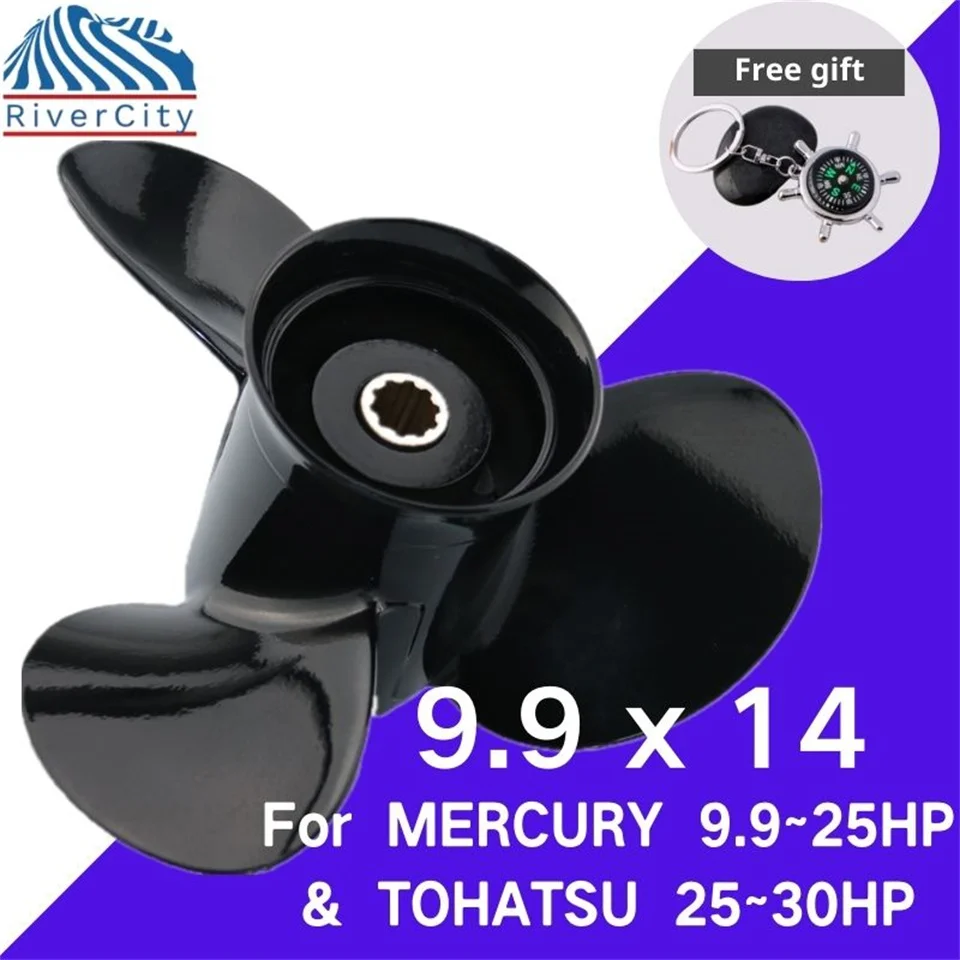 Boat Propeller 9.9x14 For Tohatsu Nissan 25hp 30hp Outboard Aluminum Alloy Propeller 3 Blade 10 Spline