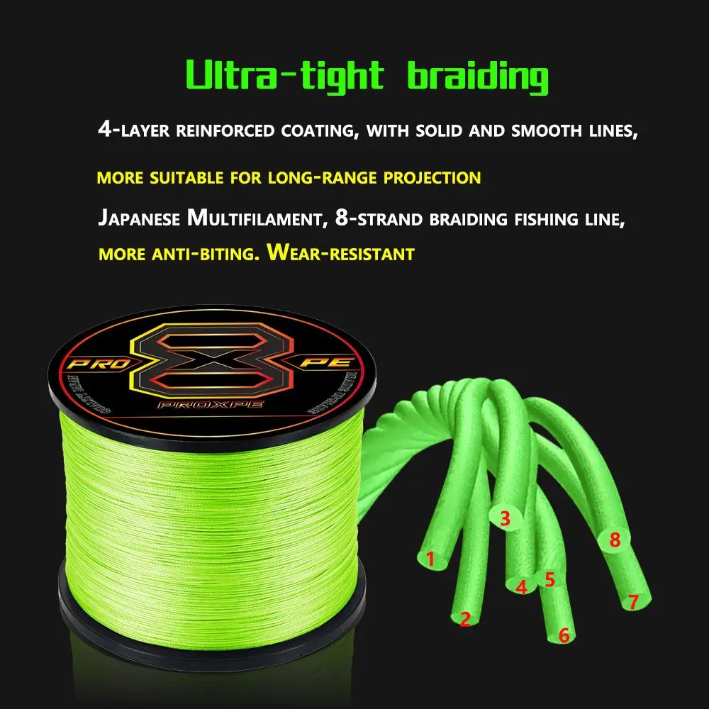 PROXPE X8 Strands 300M 100M 500M 1000M PE Braided Fishing Line 22-100LB Multifilament Floating Wire Fly Carp Sea Saltwater Pesca 4
