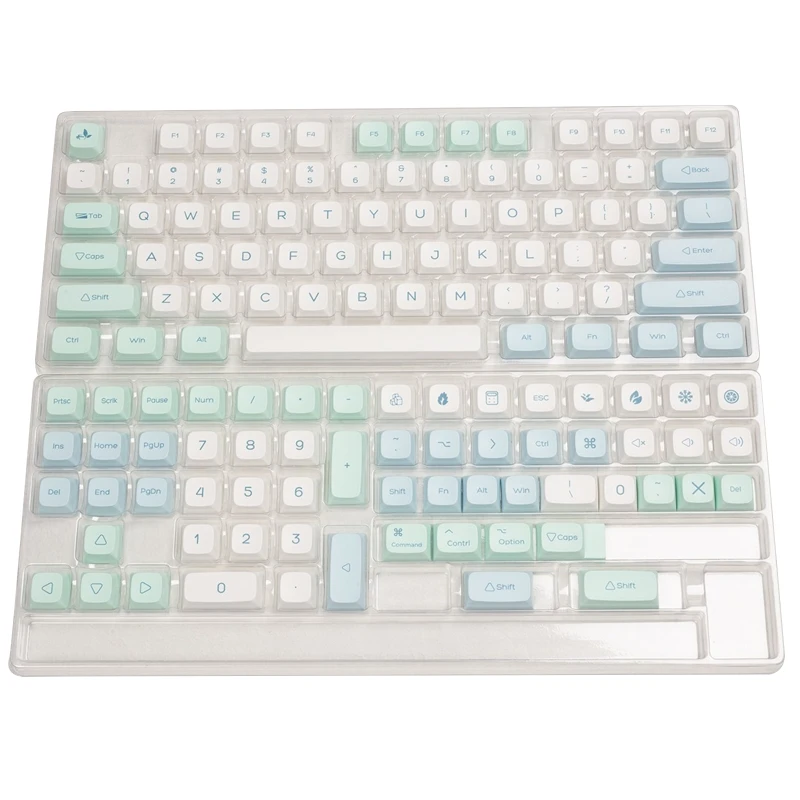 

Механическая клавиатура с 135 клавишами, колпачки для клавиш Ice Crystal Mint XDA PBT, колпачки для клавиш с сублимацией для GK61/64/68/75/84/87/96/980/104