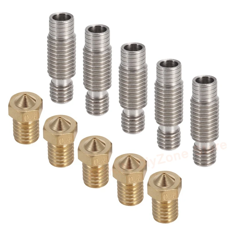 

E3D V6 0.4mm Extruder Brass with Stainless Steel Nozzle Throat Inputting PTFE Tube Compatible with 1.75mm V6 Makerbot 3D printer