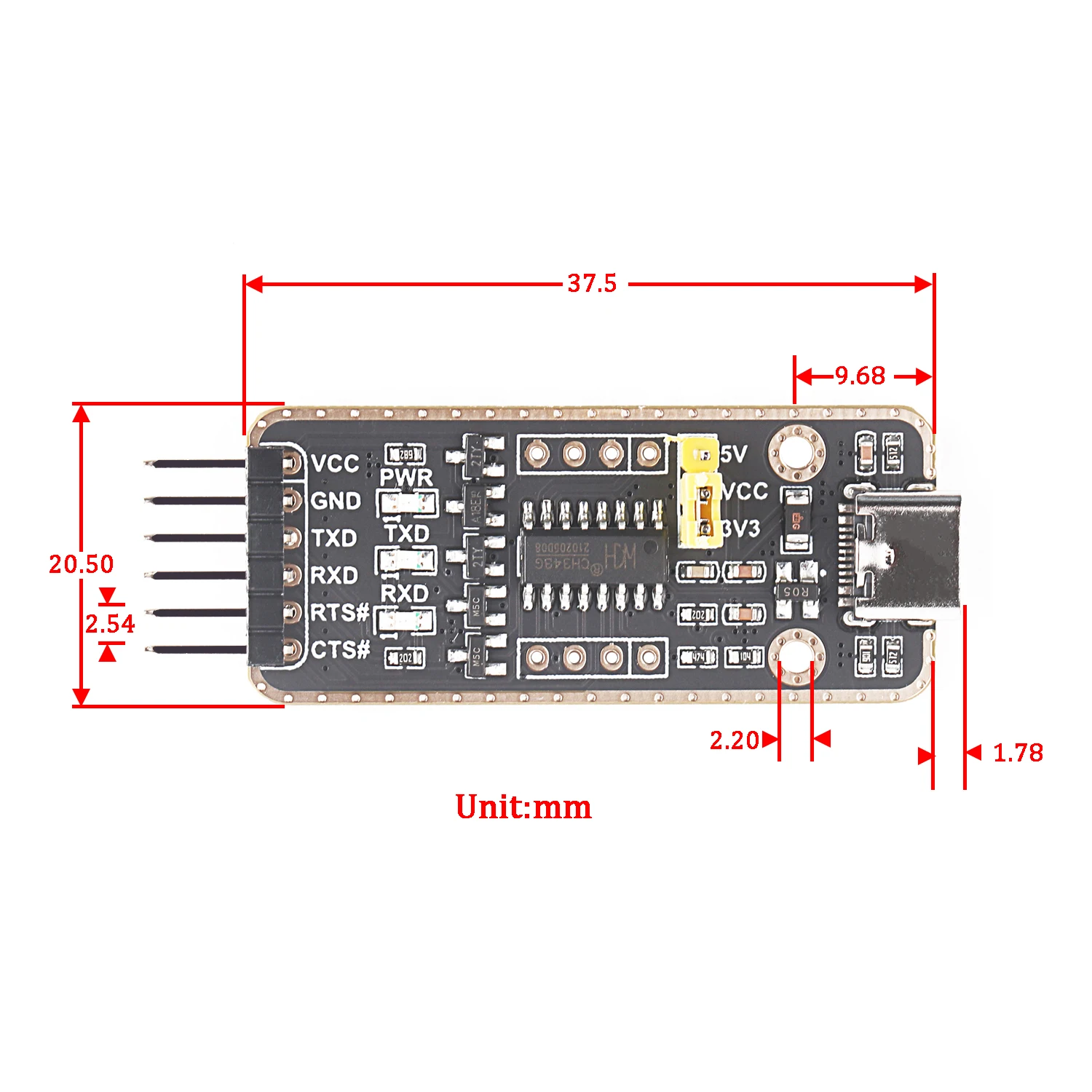 USB Type C TypeC USBC Female to TTL Serial Converter Dupont 3.3V 5V FTDI Board Mudel Cable 6 Pins 6P Uart Aadpter