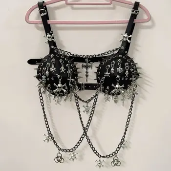Skull Pendant Chain Bra Top 1