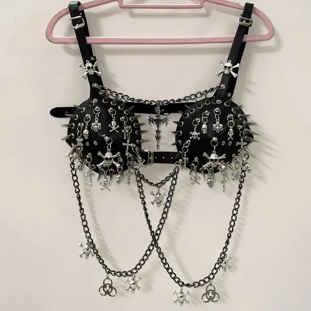 Skull Pendant Chain Bra Top 1