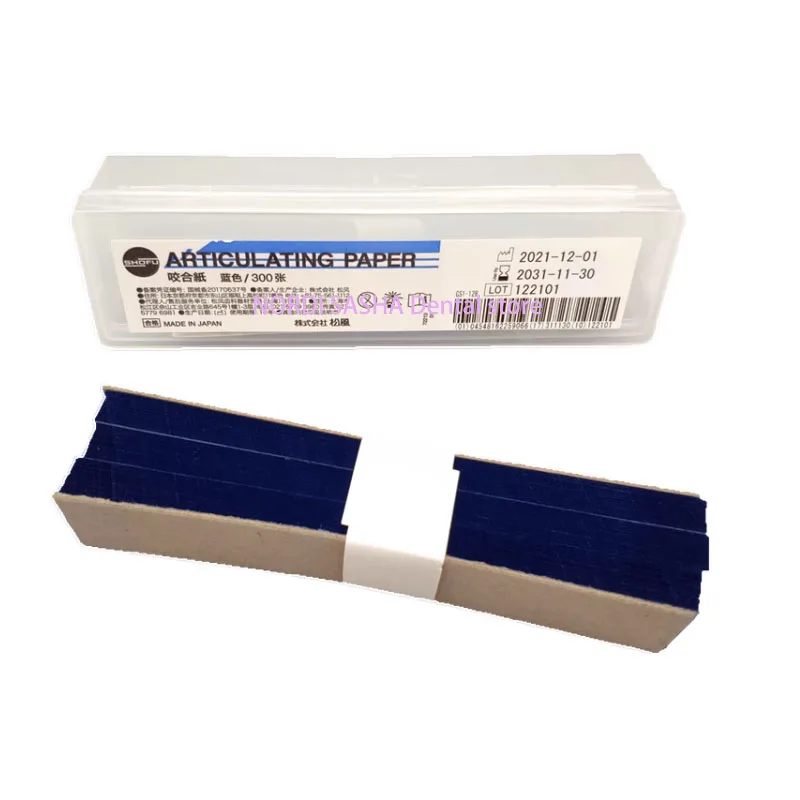 

300 Pcs/Box 121*22mm SHOFU Dental Blue&Red Articulating Paper Strips for Dentist Orthodontic Treament Teeth Whitening