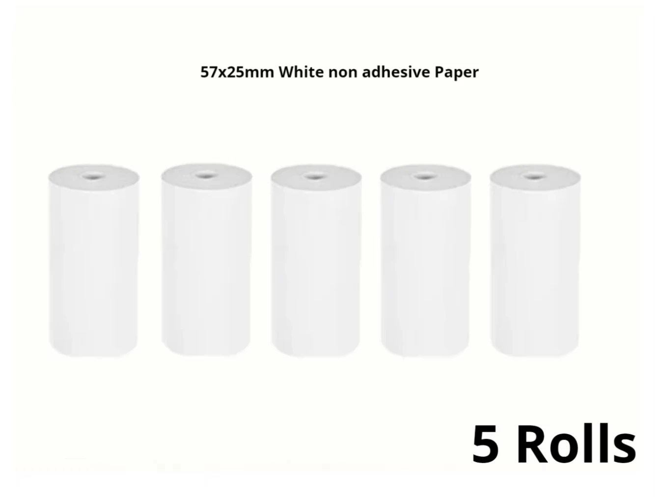 5롤 비접착식 흰색 감열지 57x25mm BPA 프리 친환경 안전 어린이 휴대용 프린터 즉석 카메라 라벨 등