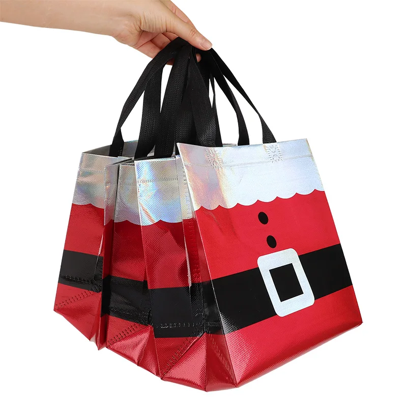5-20Pcs Christmas Gift Bag Santa Claus Non-Woven Tote Bag with Handle 2025 Christmas Decoration For Home New Year Kids Gift Wrap