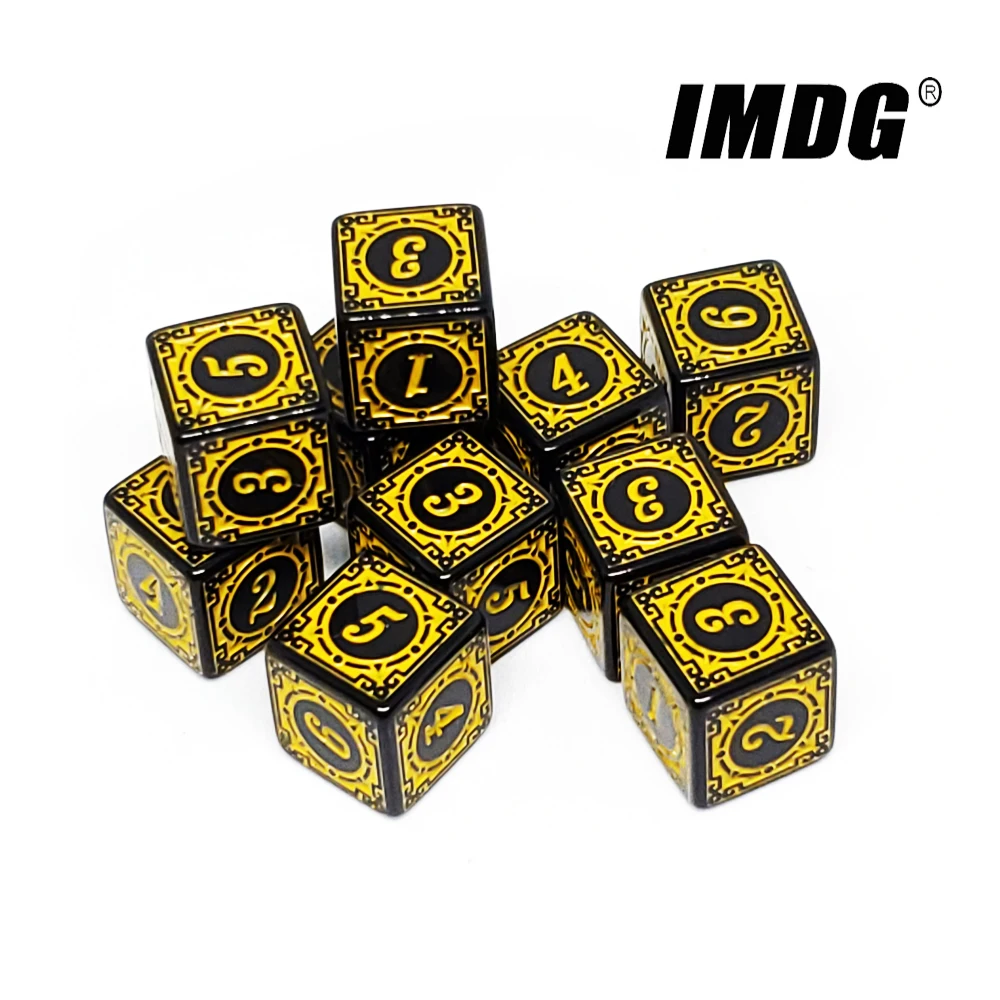 10pcs/pack Acrylic D6 Carved Pattern Dice 6-sides Accessories Polyhedron Digital Game Cubes game dice acrylic dice