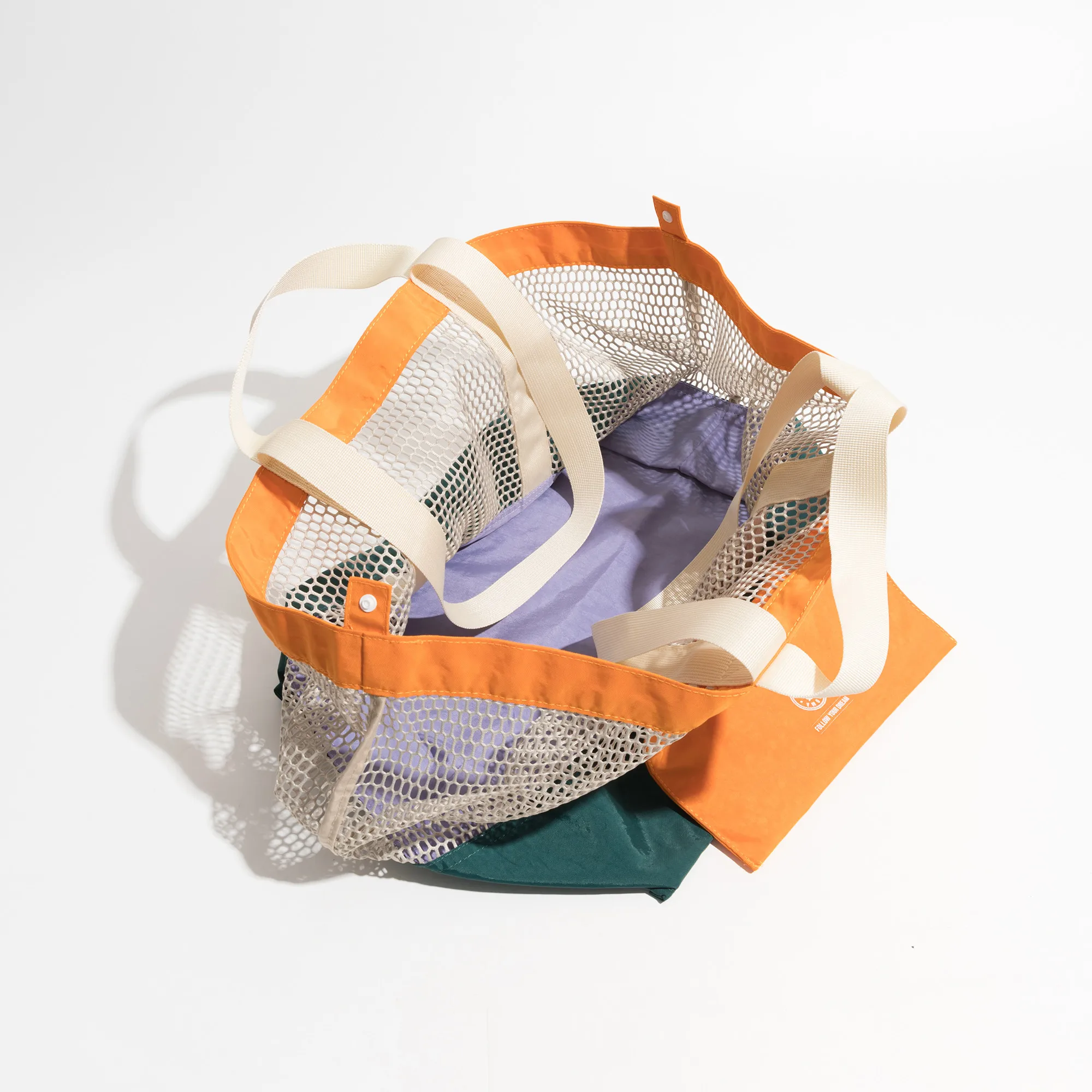 KOKOPEAS Women Mesh Fishing Net Bag Big Reusable Grocery Shoulder Grocery Purse Nylon Summer Beach Handbag