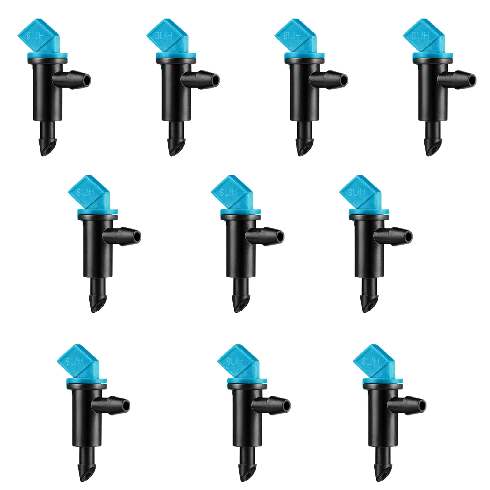 

10Pcs Irrigation Drip Emitter Garden Flag Irrigation Dripper Trees and Shrubs Blue Black 2GPH