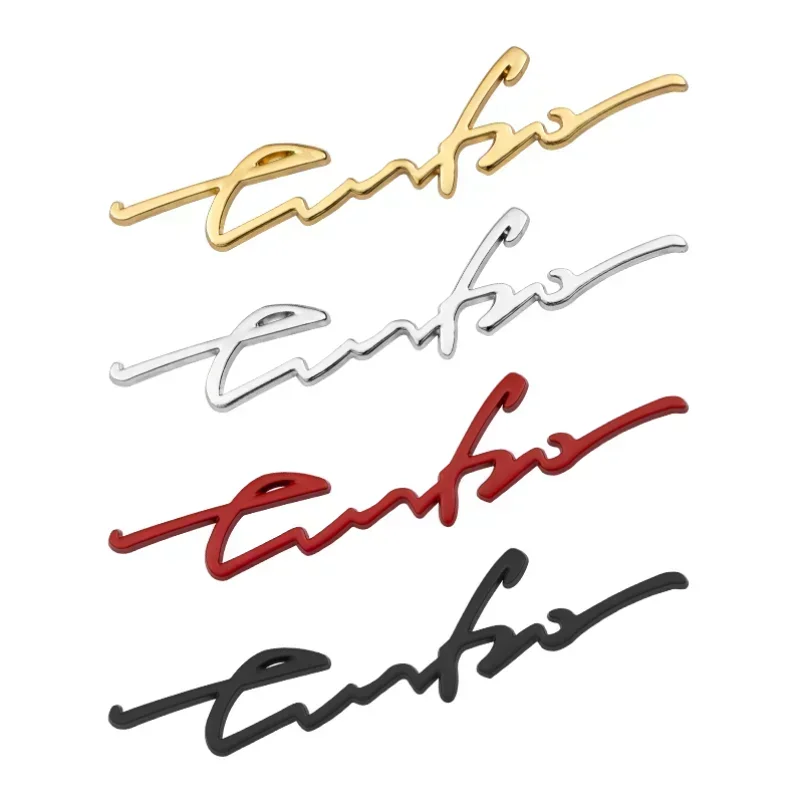 1Pcs 자동차 스타일링 3D 접착 아연 합금 바디 사이드 스티커 터보 로고 자동 후면 트렁크 엠블럼 배지 데칼 액세서리