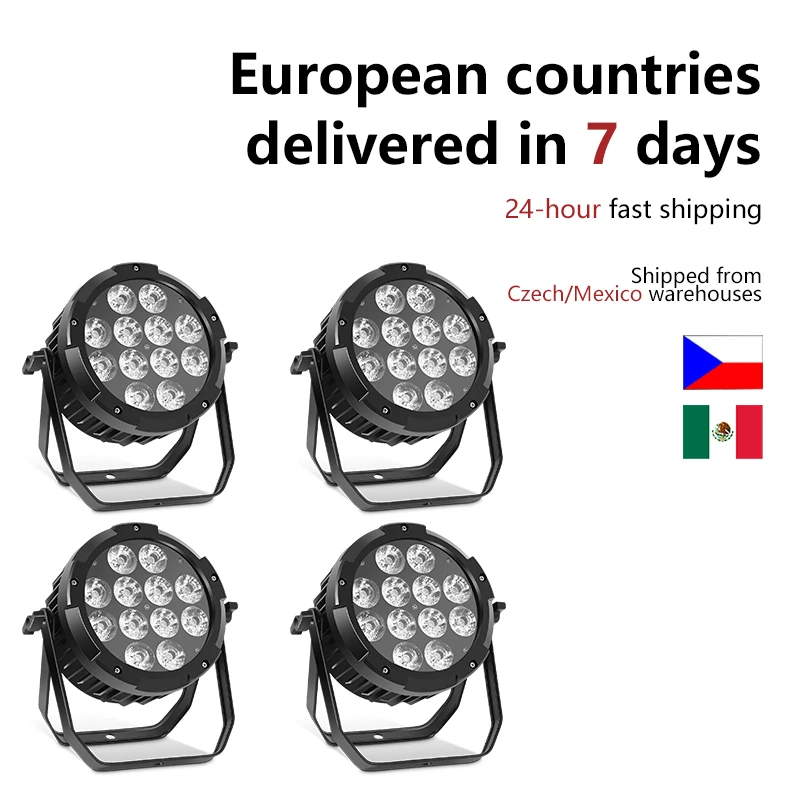 4 Uds 12x18W RGBWA + UV 6 en 1 LED Control remoto inalámbrico batería Par luz aplicación móvil controlada luz de escenario impermeable